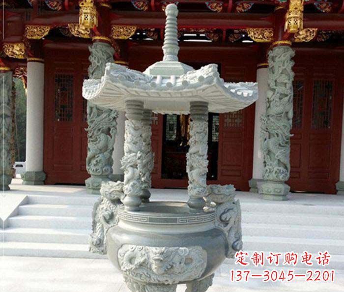 重庆仿古龙浮雕寺庙石香炉