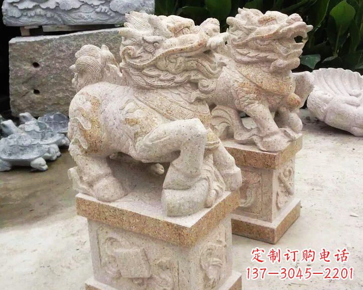 重庆仿古麒麟门口镇宅石雕