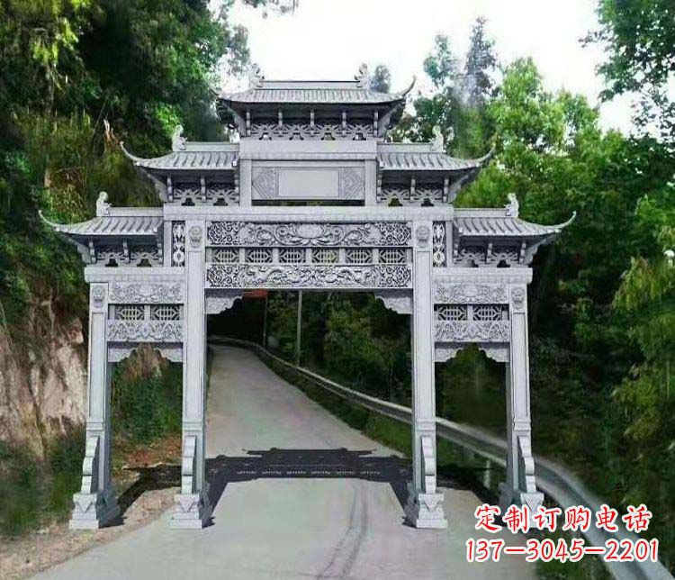 重庆仿古三门牌坊石雕
