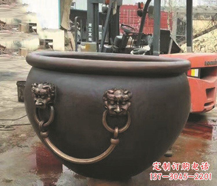 重庆非凡形态的铜雕狮子头水缸