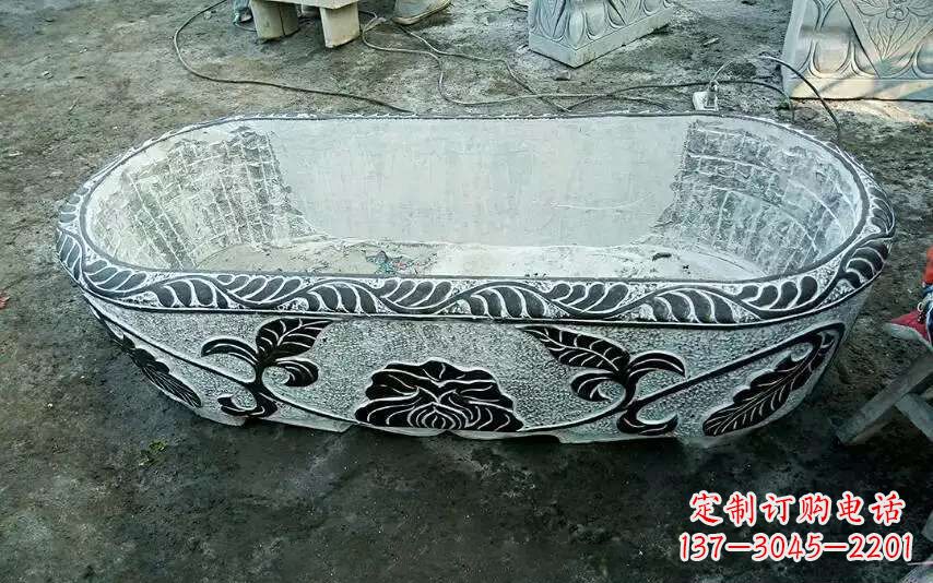 重庆风格独特的仿古石头水缸雕塑
