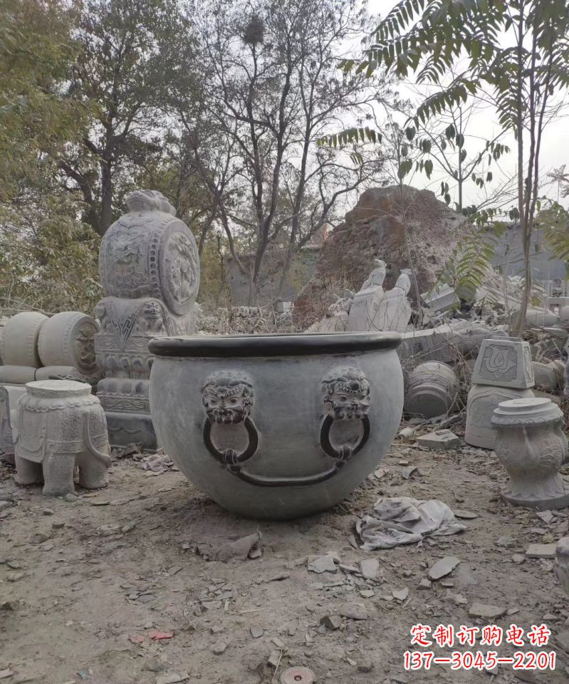 重庆仿古鱼缸雕塑园林景观水缸石雕