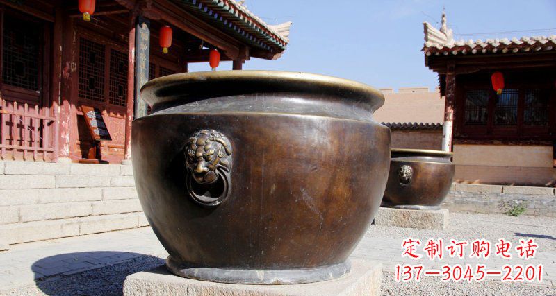 重庆精美铜制仿古水缸雕塑