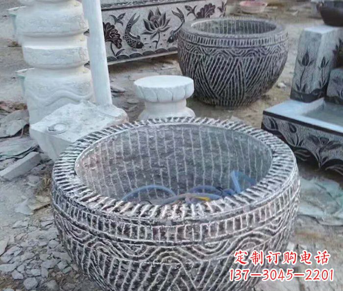 重庆精美仿古石雕水缸