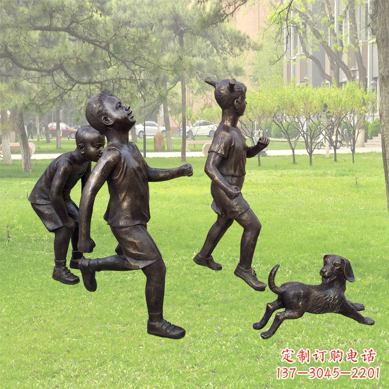 重庆仿铜跑步小孩雕塑