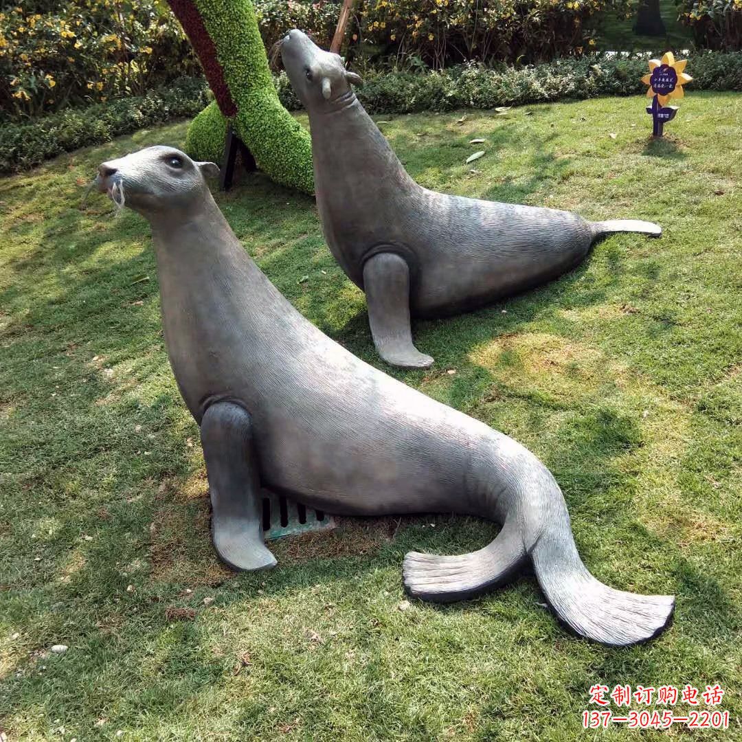 重庆精美玻璃钢海豹雕塑