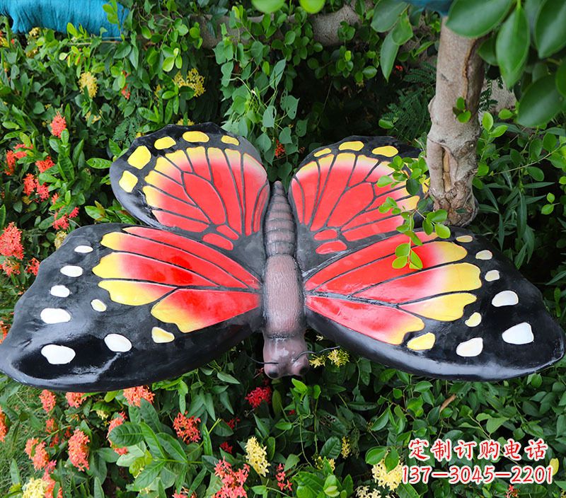 重庆仿真蝴蝶摆草地动物雕塑摆件