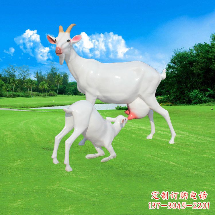 重庆仿真羊羔羊跪乳玻璃钢雕塑