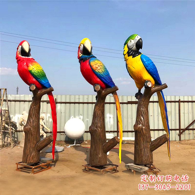 重庆仿真鹦鹉玻璃钢景观雕塑