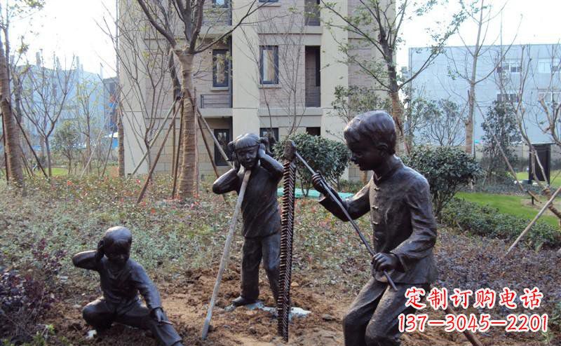 重庆放鞭炮的儿童公园景观铜雕