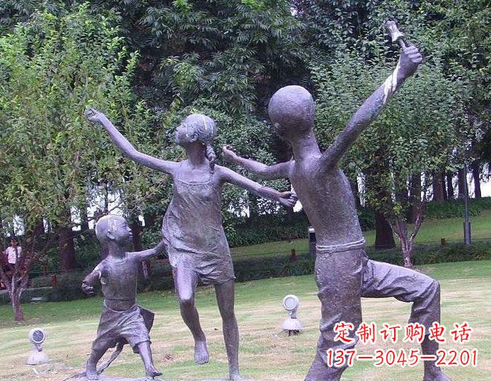 重庆放风筝的儿童公园人物铜雕