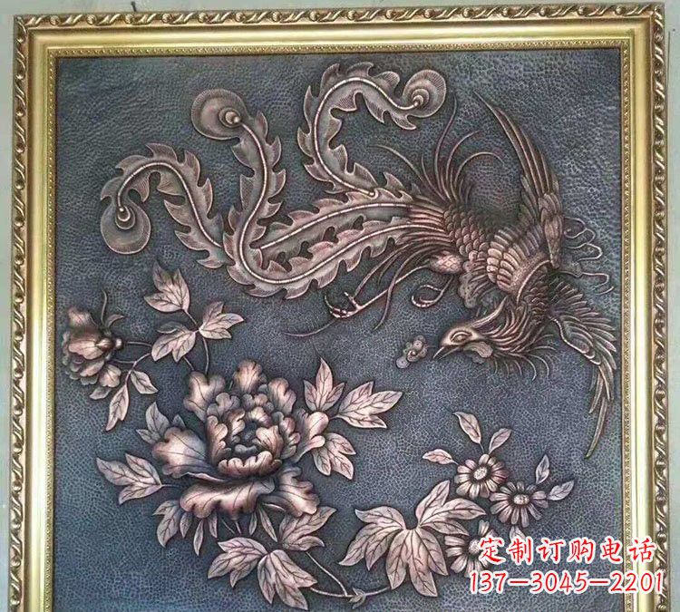 重庆凤凰牡丹铜浮雕