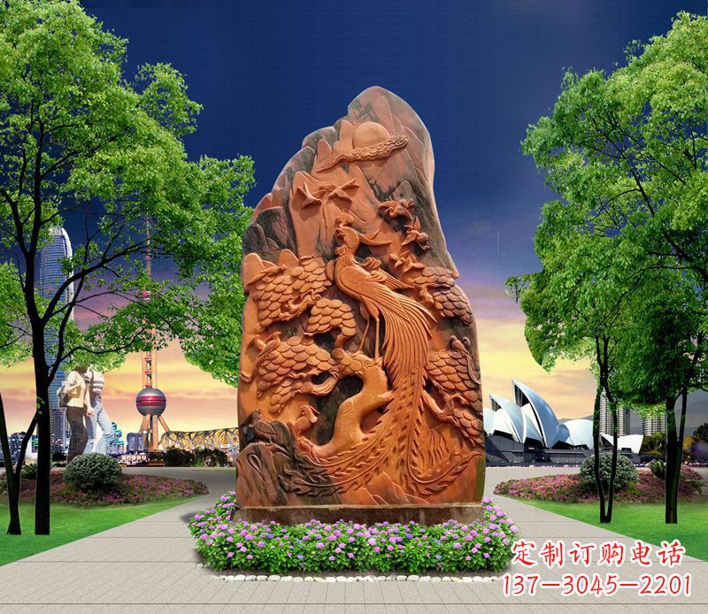 重庆凤凰石雕公园动物摆件
