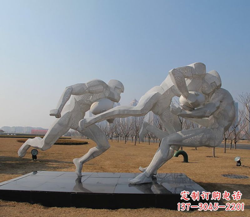 重庆不锈钢橄榄球体育雕塑