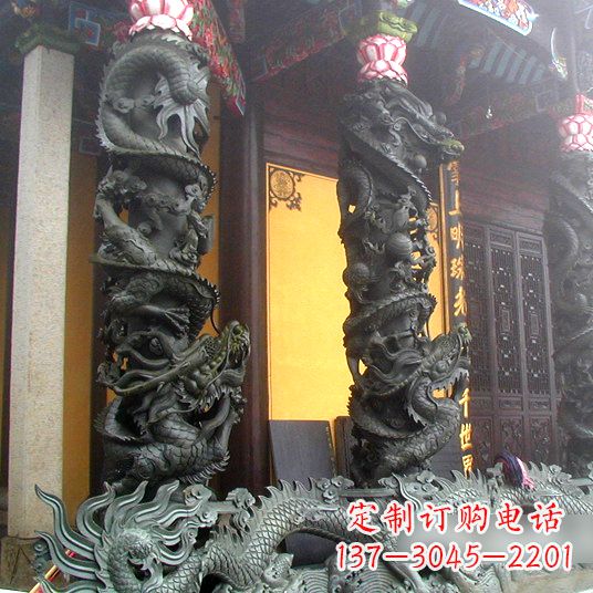 重庆高浮雕龙柱铜雕塑