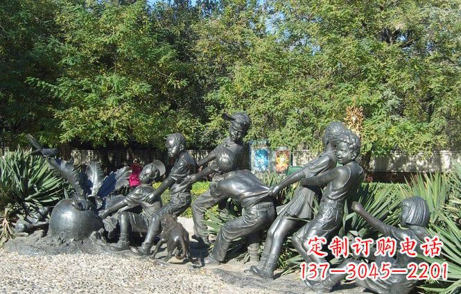 重庆铜雕萝卜儿童拔萝卜雕塑