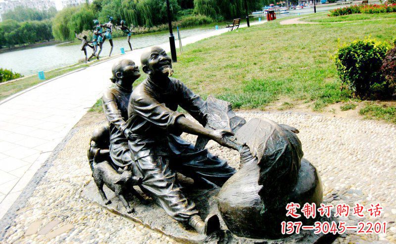 重庆公园拔萝卜小品人物铜雕