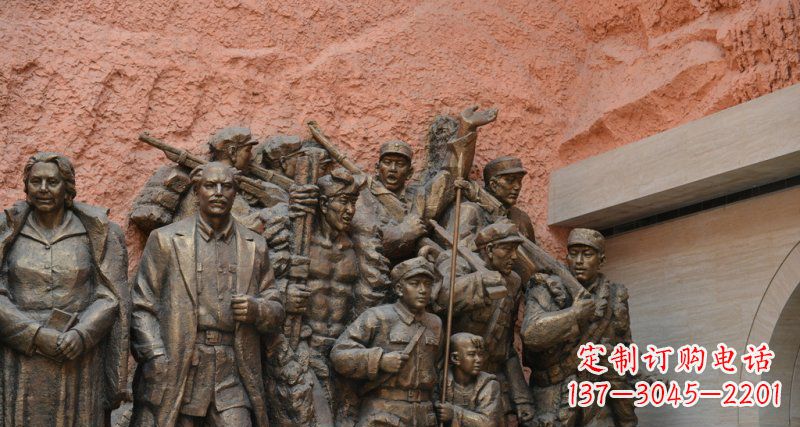 重庆公园白求恩与八路军景观铜雕
