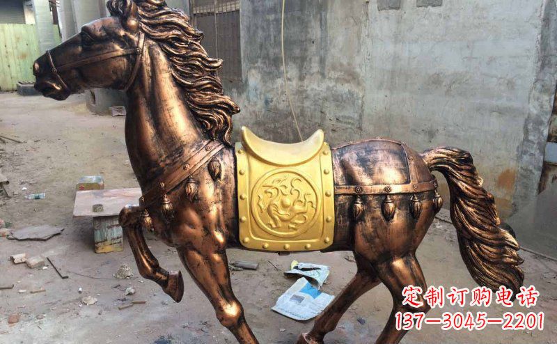 重庆公园奔跑的马动物铜雕 (4)