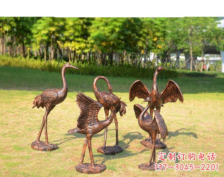 重庆仿铜钢玻璃摇头仙鹤雕塑
