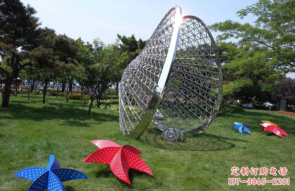 重庆精美不锈钢贝壳海星景观雕塑