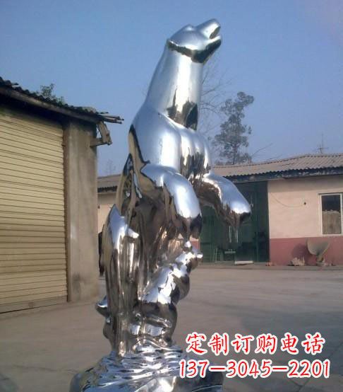 重庆公园不锈钢抽象北极熊动物雕塑
