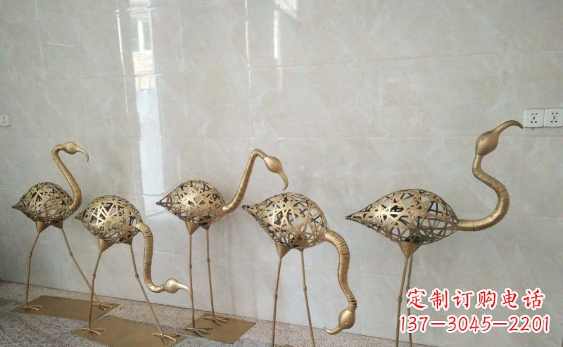 重庆不锈钢抽象火烈鸟动物雕塑