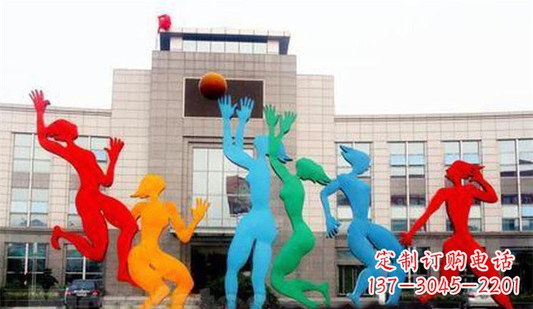 重庆激情运动的写照不锈钢女孩打篮球雕塑