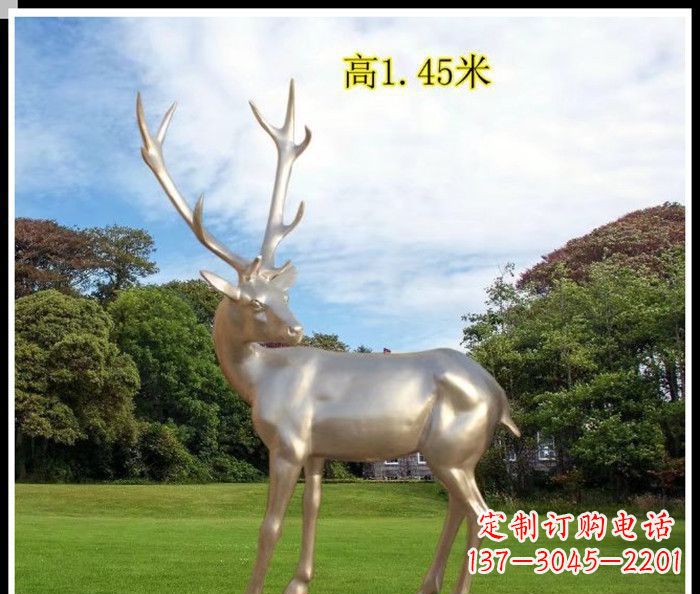 重庆高端室外不锈钢巨型动物鹿雕塑