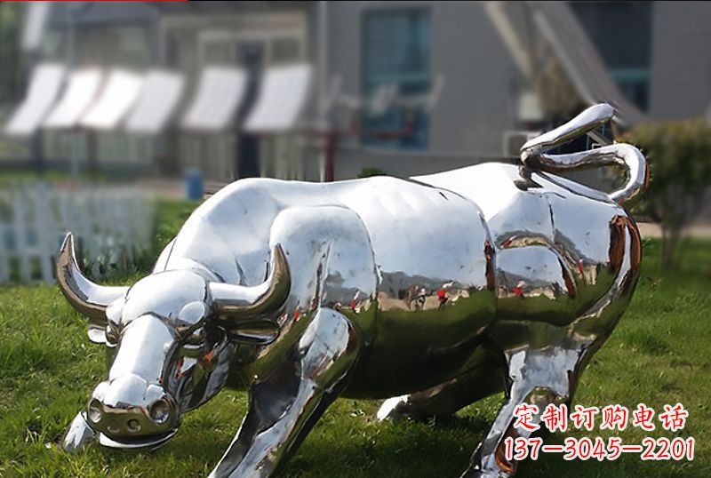 重庆精致美观的高端不锈钢动物牛雕塑