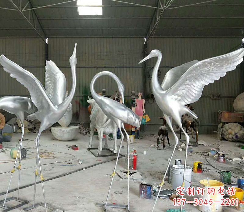 重庆艺术雕刻仙鹤不锈钢雕塑
