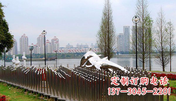重庆动物主题不锈钢海豚雕塑