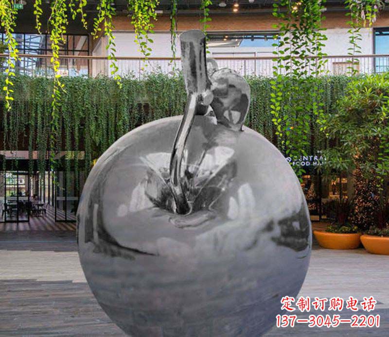 重庆公园时尚不锈钢镜面苹果雕塑