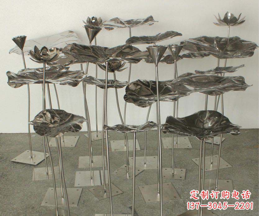 重庆精美装饰不锈钢莲叶雕塑