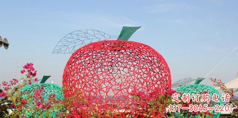 重庆高品质镂空不锈钢苹果雕塑