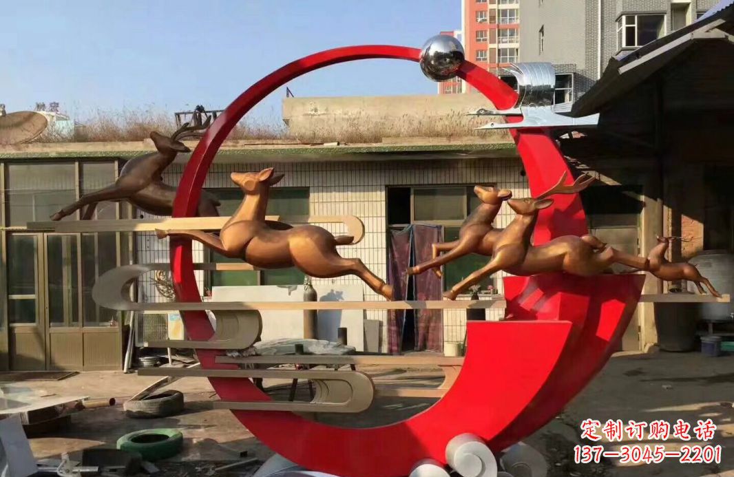 重庆高端不锈钢梅花鹿雕塑