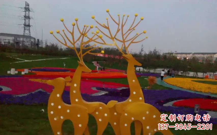 重庆不锈钢美陈动物鹿雕塑