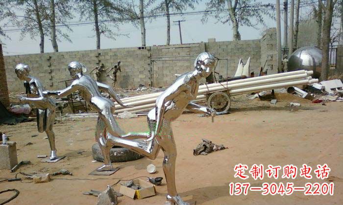 重庆精致美丽的不锈钢跑步女孩雕塑