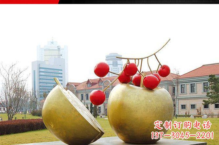 重庆公园不锈钢苹果樱桃雕塑