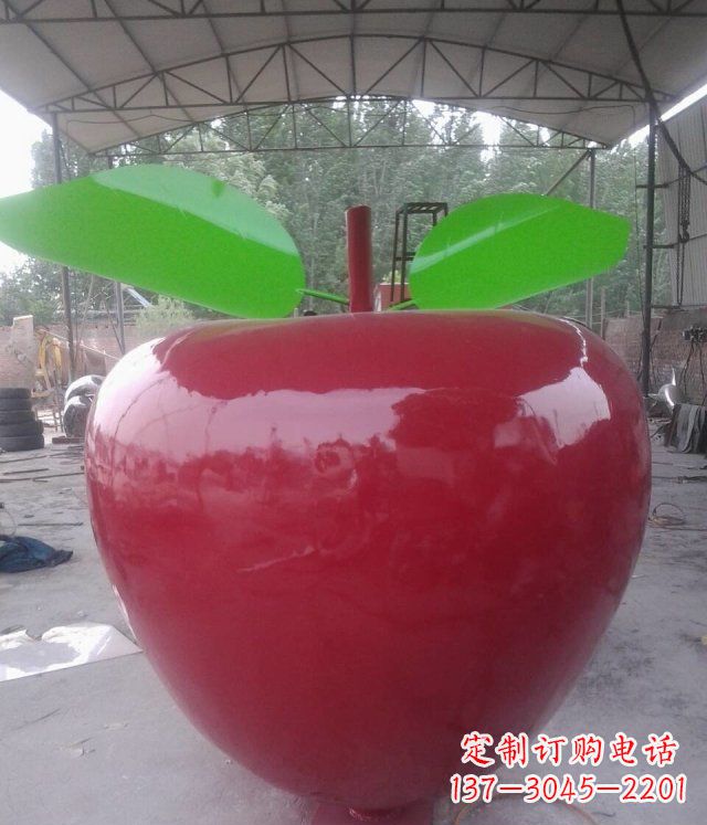 重庆黑凤凰不锈钢苹果景观雕塑