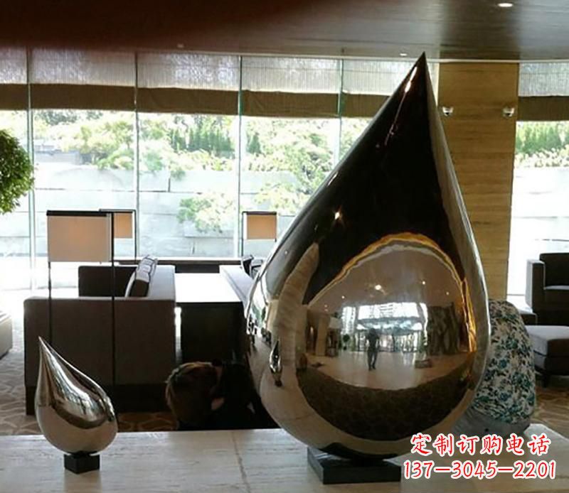 重庆公园不锈钢水滴球景观雕塑