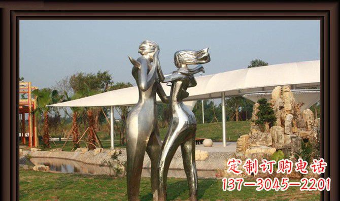 重庆一对动感传情的不锈钢跳舞情侣雕塑