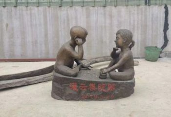 重庆精美儿童下棋铜雕
