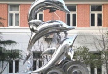 重庆跳跃海豚海浪不锈钢雕塑