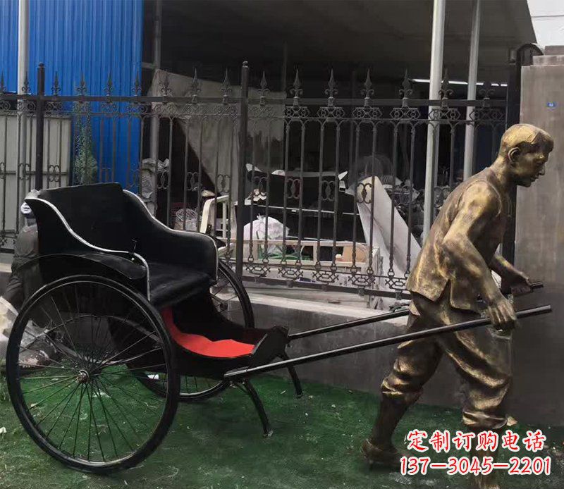 重庆欣赏精美的手工雕刻车夫青铜雕塑
