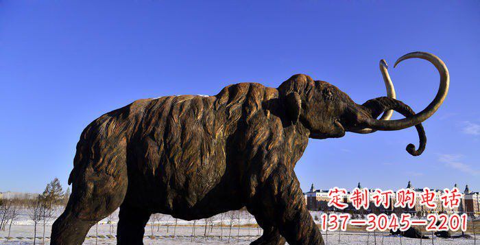 重庆公园抽象大象动物铜雕 (2)
