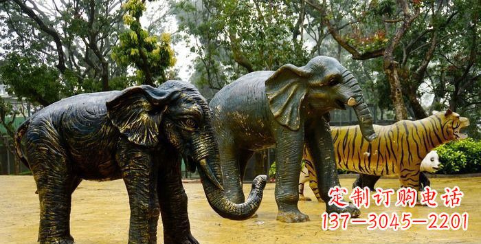 重庆公园大象动物铜雕_1