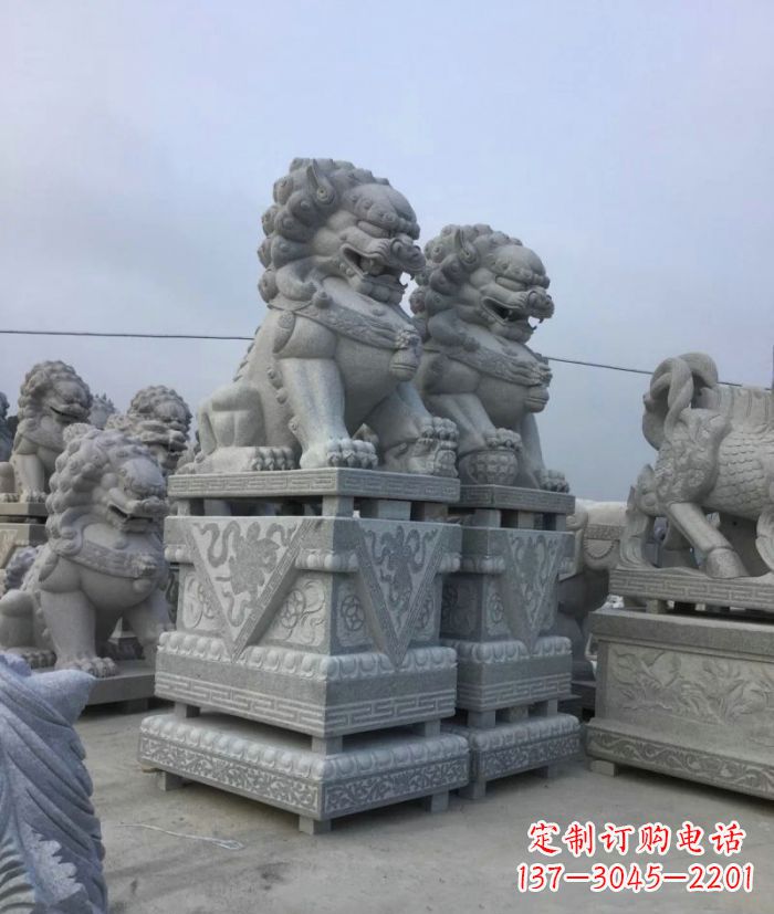 重庆公园动物大理石狮子石雕 (4)