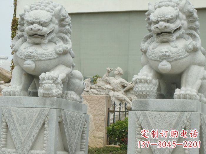 重庆公园动物大理石狮子石雕 (5)