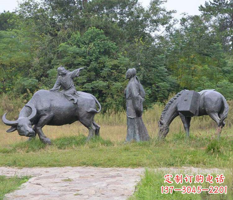 重庆公园杜牧人物小品铜雕